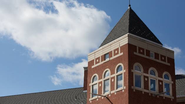 The top of a building on the PennWest California campus.